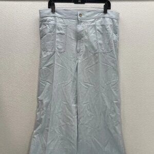 Polo Ralph Lauren Women's Chambray Wide Leg Flare Pants – Size 16 – Blue Cotton